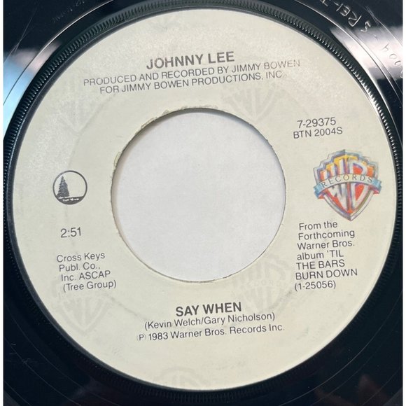 Johnny Lee Say When / The Yellow Rose 45 Country Warner Bros 7-29375 VG+ - Picture 1 of 4